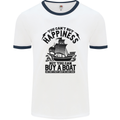 Boats You Can't Buy Hapiness Sailor Sailing Mens White Ringer T-Shirt White/Navy Blue