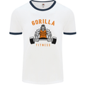 Gym Gorilla Fitness Bodybuilding Training Mens White Ringer T-Shirt White/Navy Blue