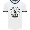 Mick's Gym Boxing Boxer Movie Mens White Ringer T-Shirt White/Navy Blue