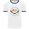 Skal The Vikings Alcohol Beer Nordic Odin Mens White Ringer T-Shirt White/Navy Blue