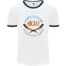 Skal The Vikings Alcohol Beer Nordic Odin Mens White Ringer T-Shirt White/Navy Blue