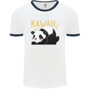 Kawaii Panda Bear Cute Mens Ringer T-Shirt White/Navy Blue