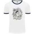 Old Sailor White Shark Octopus Captain Mens White Ringer T-Shirt White/Navy Blue