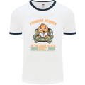Funny Lazy Couch Potato Watchng TV & Movies Mens White Ringer T-Shirt White/Navy Blue
