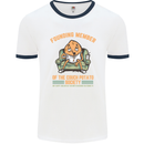 Funny Lazy Couch Potato Watchng TV & Movies Mens White Ringer T-Shirt White/Navy Blue