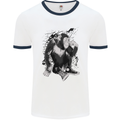 Chilled Out Chimp Chimpanzee Monkey Mens White Ringer T-Shirt White/Navy Blue