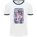 UK American Football Player Mens White Ringer T-Shirt White/Navy Blue