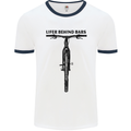 Lifer Behind Bars Funny Cycling Cyclist Mens White Ringer T-Shirt White/Navy Blue