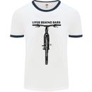 Lifer Behind Bars Funny Cycling Cyclist Mens White Ringer T-Shirt White/Navy Blue