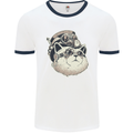 Steampunk Cat Mens White Ringer T-Shirt White/Navy Blue