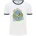 Climate Change Earth Destruction Nuclear War Mens Ringer T-Shirt White/Navy Blue