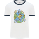 Climate Change Earth Destruction Nuclear War Mens Ringer T-Shirt White/Navy Blue