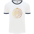 Spiritual Yoga Meditation Peace Mens White Ringer T-Shirt White/Navy Blue