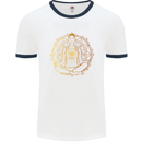 Spiritual Yoga Meditation Peace Mens White Ringer T-Shirt White/Navy Blue