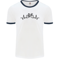 Bicycle Pulse Cycling Cyclist Road Bike Mens White Ringer T-Shirt White/Navy Blue