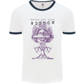 Wisdom Goblet Obscure Makabra Mens White Ringer T-Shirt White/Navy Blue