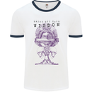 Wisdom Goblet Obscure Makabra Mens White Ringer T-Shirt White/Navy Blue