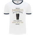 Hellow Darkness My Old Friend Funny Alcohol Mens White Ringer T-Shirt White/Navy Blue