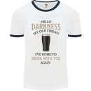 Hellow Darkness My Old Friend Funny Alcohol Mens White Ringer T-Shirt White/Navy Blue