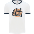 Go Back Funny Climate Change Environment Mens White Ringer T-Shirt White/Navy Blue