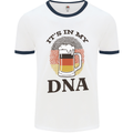 German Beer It's in My DNA Funny Germany Mens White Ringer T-Shirt White/Navy Blue