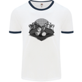 Chess Pieces Player Playing Mens White Ringer T-Shirt White/Navy Blue