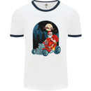 Hot Rod Santa Clause Hotrod Christmas Mens White Ringer T-Shirt White/Navy Blue