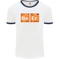 Beer Periodic Table Chemistry Geek Funny Mens White Ringer T-Shirt White/Navy Blue