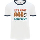 Panda Bear LGBT It's Okay to Be Different Mens White Ringer T-Shirt White/Navy Blue