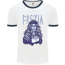 Freyja Norse Goddess Viking Valhalla Mens Ringer T-Shirt White/Navy Blue