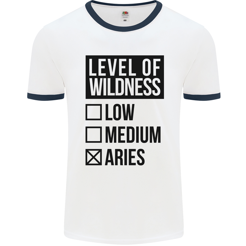 Levels of Wildness Aries Mens White Ringer T-Shirt White/Navy Blue