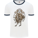 Sons of Odin Viking Valhalla Warrior Mens White Ringer T-Shirt White/Navy Blue