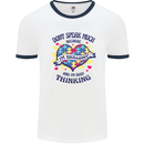 Dont Speak Much Autism Autistic Mens White Ringer T-Shirt White/Navy Blue