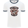 Head Power Motorcycle Motorbike Biker Mens White Ringer T-Shirt White/Navy Blue