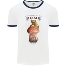 Nature My Home Mushroom Frog Mens Ringer T-Shirt White/Navy Blue