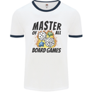 Master of All Board Games Mens Ringer T-Shirt White/Navy Blue