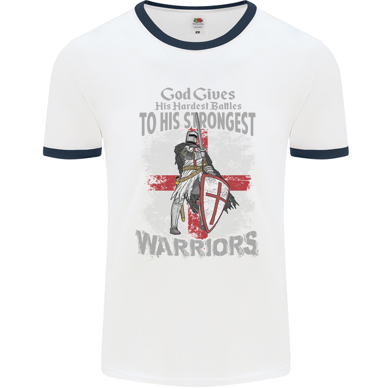 St George Warriors Mens White Ringer T-Shirt White/Navy Blue