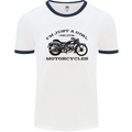 A Girl Who Loves Motorcycles Biker Mens Ringer T-Shirt White/Navy Blue