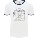 Gaming Vitruvian Gamer Funny Video Games Mens White Ringer T-Shirt White/Navy Blue