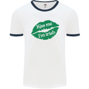 Kiss Me I'm Irish St. Patrick's Day Mens White Ringer T-Shirt White/Navy Blue