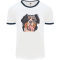 Bernese Mountain Dog Mens White Ringer T-Shirt White/Navy Blue