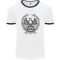 SPQR Roman Emblem Gym Training Top Mens White Ringer T-Shirt White/Navy Blue