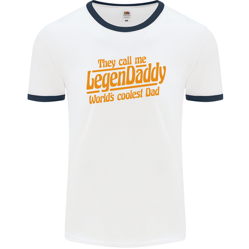 Legendaddy Funny Father's Day Daddy Mens Ringer T-Shirt White/Navy Blue