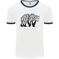Bear Tree Animal Ecology Mens White Ringer T-Shirt White/Navy Blue