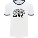 Bear Tree Animal Ecology Mens White Ringer T-Shirt White/Navy Blue