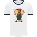 Octoberfest Man With Beer Mens White Ringer T-Shirt White/Navy Blue