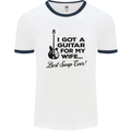 Guitar for My Wife Best Swap Ever Guitarist Mens White Ringer T-Shirt White/Navy Blue