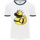 BDSM Rubber Duck Funny Bondage Mens Ringer T-Shirt White/Navy Blue