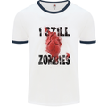 I Still Heart Zombies Apocalypse Mens White Ringer T-Shirt White/Navy Blue