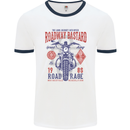 Roadway Bastard Motorcycle Biker Motorbike Mens White Ringer T-Shirt White/Navy Blue